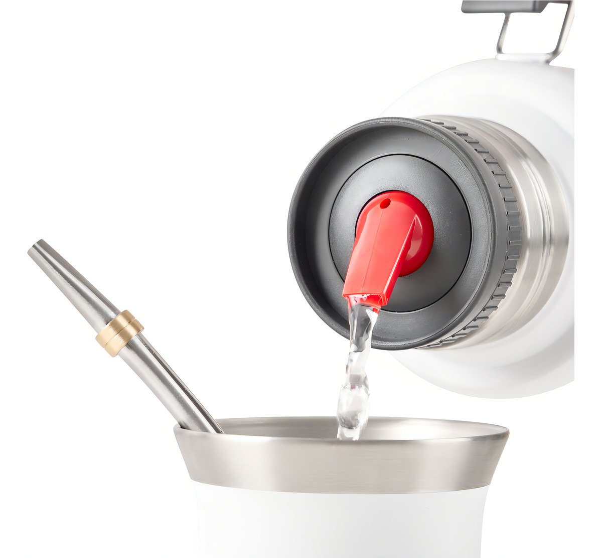 Termo Eléctrico T-mate 1 Litro Tapa Mate Y Bombilla Color Blanco Kanjihome - Imagen 12