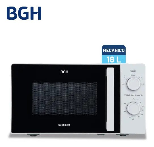 Microondas Bgh Mecánico 18l Blanco B118mb25 - Imagen 6