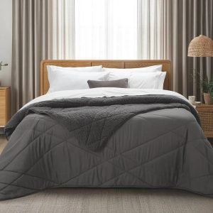 Acolchado Edredon Alcoyana Norway C/corderito 21/2 220x240cm Gris Asfalto Liso