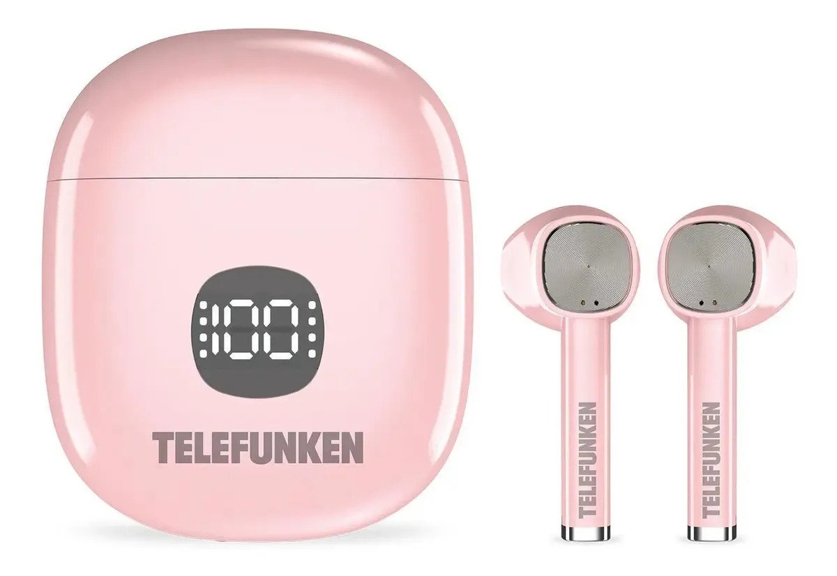 Auriculares Bt Telefunken Bth-400 Ginna 14hs 300mah In Ear Color Rosa - Imagen 2