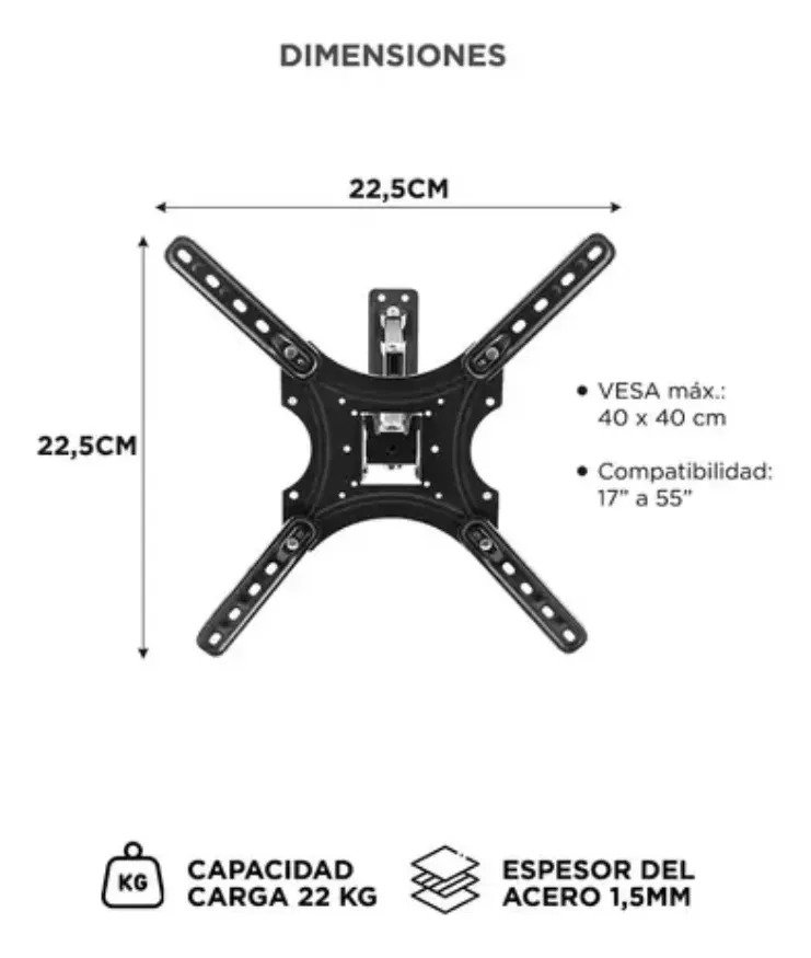 Soporte Tv Pared Inclinable E-soporter 23 A 55 Pulgadas Negro Para Smart Tv Led Lcd, Televisor Y Monitor, Base De Pared Resistente Con Ajuste De Inclinación, Fácil Instalación En Hogar Y Oficina Total - Imagen 5