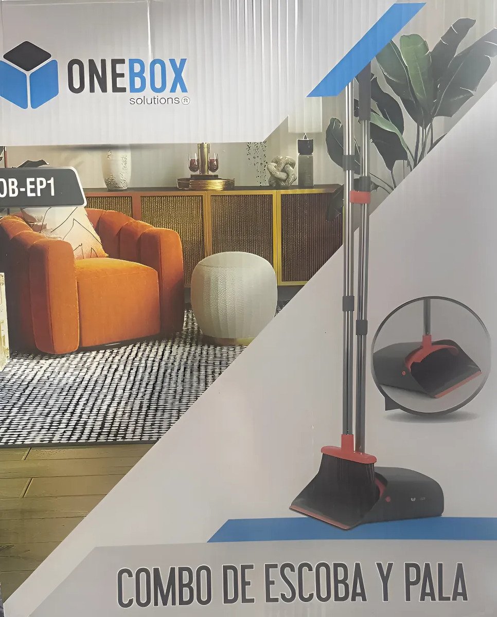 Set Escoba Y Pala Aeropuerto Onebox Rebatible Desmontable Plateado