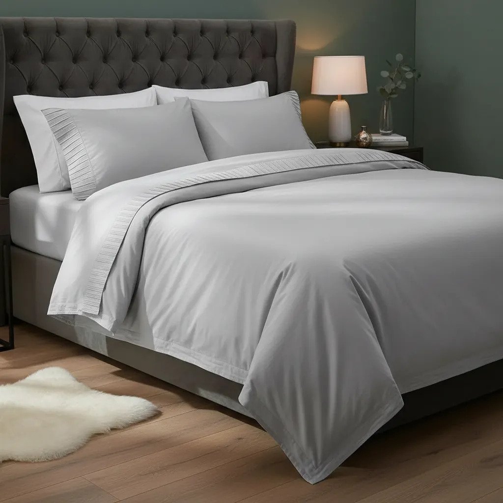 Juego De Sabanas King Tissu 600h Alcoyana Gris Perla Liso - Imagen 2