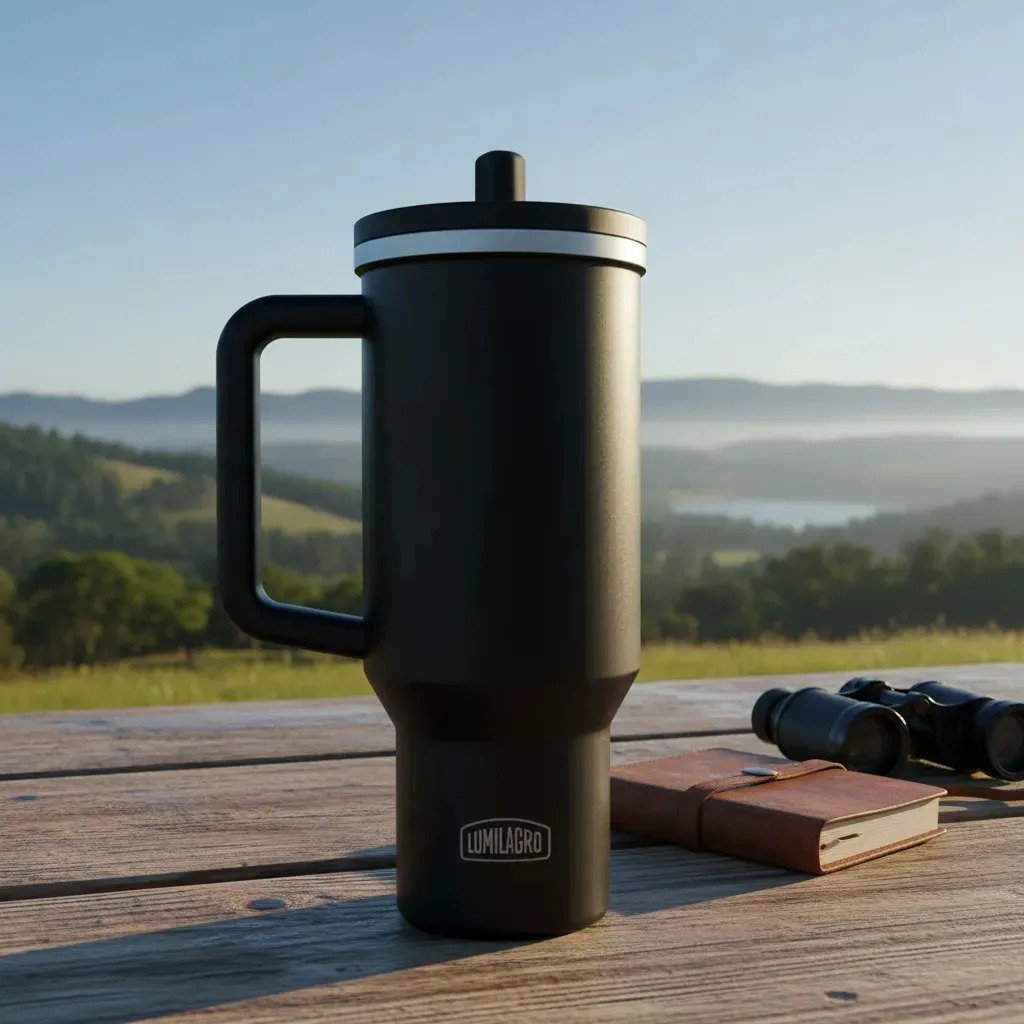 Vaso Térmico De Acero Inoxidable Lumilagro 880ml Negro Vaso Térmico