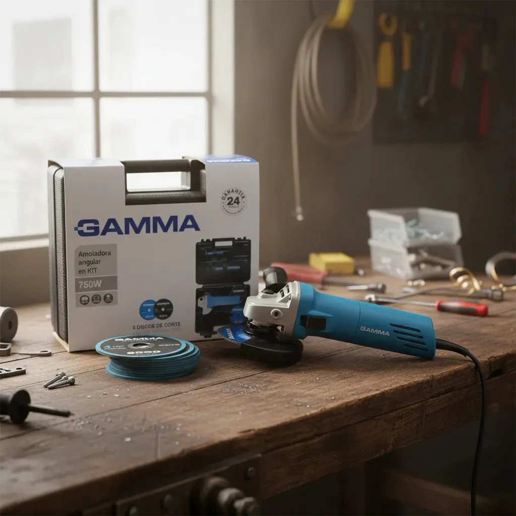 Amoladora Angular Gamma G1910kar De 60 hz Color Celeste 750 w 220 v - Imagen 4