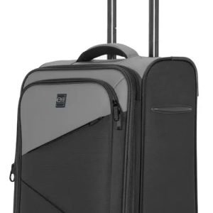 Valija 3425/20 Elf Carry On 55 Cm Gris-negro Azul-celeste Negro 3425/20 Liso Tela Negro-gris