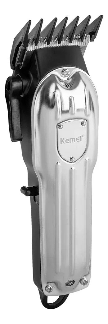 Cortadora De Pelo Kemei Km 1755 Premium Professional Barberia Inalambrica 6000 Rpm Plateado - Imagen 3