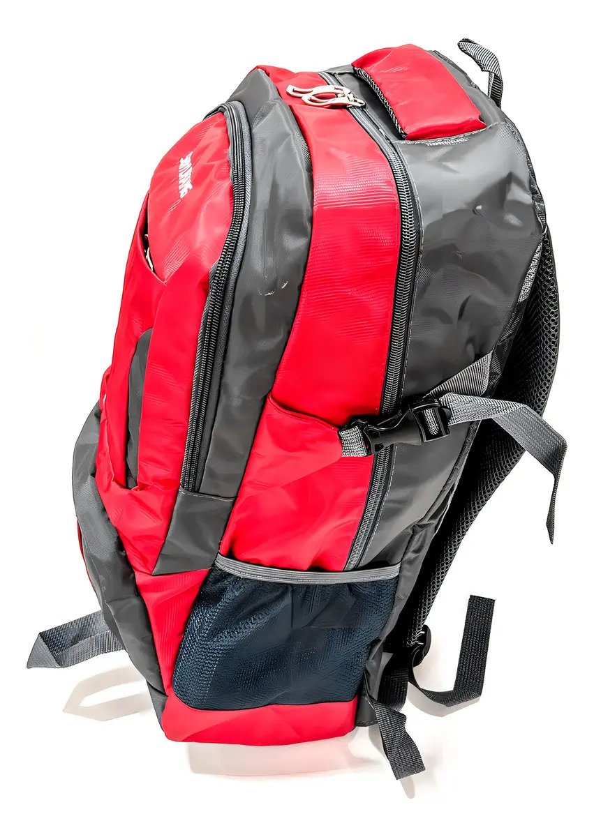 Mochila Camping Mochilero 60 Litros Viaje Mod12 - Impacto Color Rojo Liso - Imagen 2