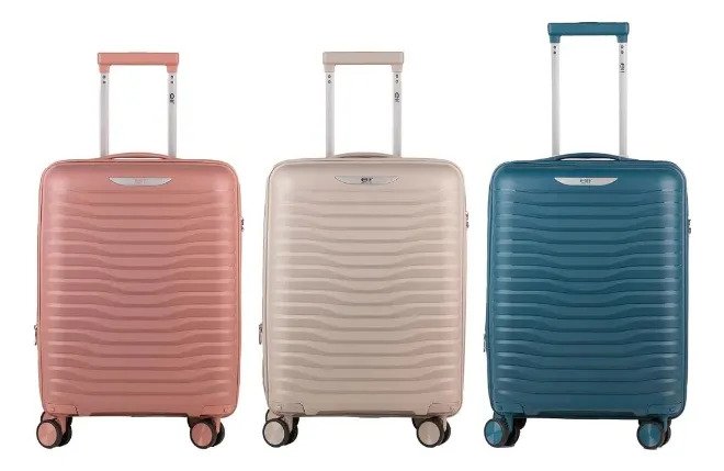 Valija Elf 9600/20 Cabina Polipropil 4 Ruedas360° Cerradura Azul Lisa - Imagen 2