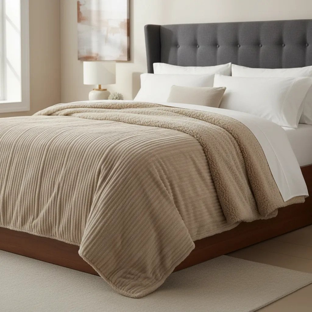 Edredón King Size Alcoyana Niza Jacquard Corderito 280x250cm Vision Flannel - Imagen 2