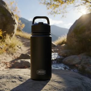 Botella Térmica Lumilagro Acero Inox 530 Ml Tapón Rebatible Color Negro