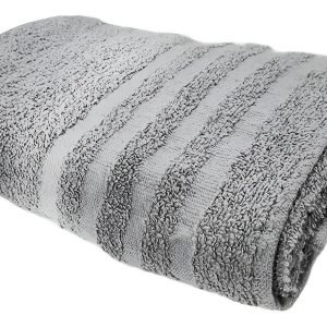 Juego De Toalla Y Toallon Alcoyana 400grs Algodon Hotelera Color Gris Plata Lisa Liso