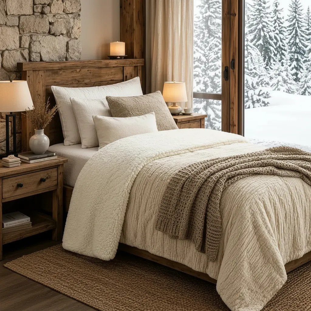 Edredon Acolchado Palette Noruega Twin Jacquard Corderito Natural Noruega 1 1/2 Natural - Imagen 3