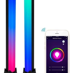 Pack X2 Lampara Led Velador Gadnic Rgbar-2000 Rgb Conexion Inalambrica Control Desde App Tuya Conexion Tipo C 30 Led Por Columna Negro Multicolor