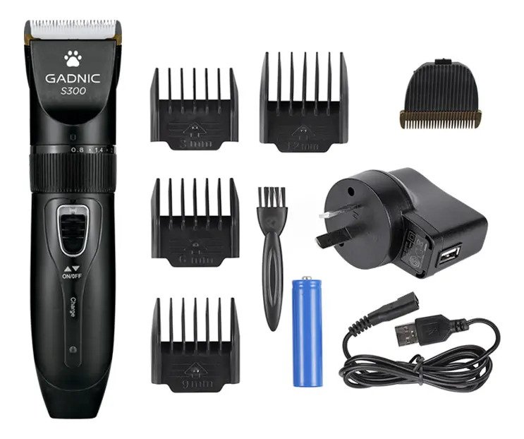 Cortadora De Pelo Para Perros Gadnic S300 Recargable 5w Bateria 1200mah Cuchilla Regulable 0.8 A 2mm 4 Peines 3 A 12mm Negro - Imagen 6
