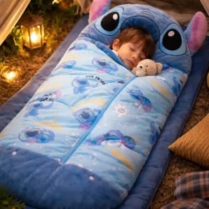 Bolsa De Dormir Para Pijamadas Peluche Disney Stitch Piñata Color Azul Ubicación Del Cierre Frente Lateral