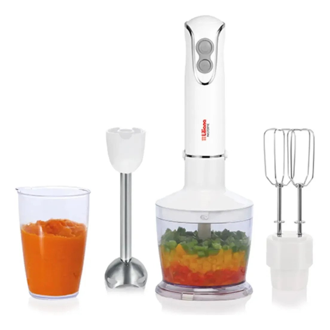 Mixer De Mano Liliana Masterpic Ah130 Con 3 En 1 Y Varilla De Acero Blanco