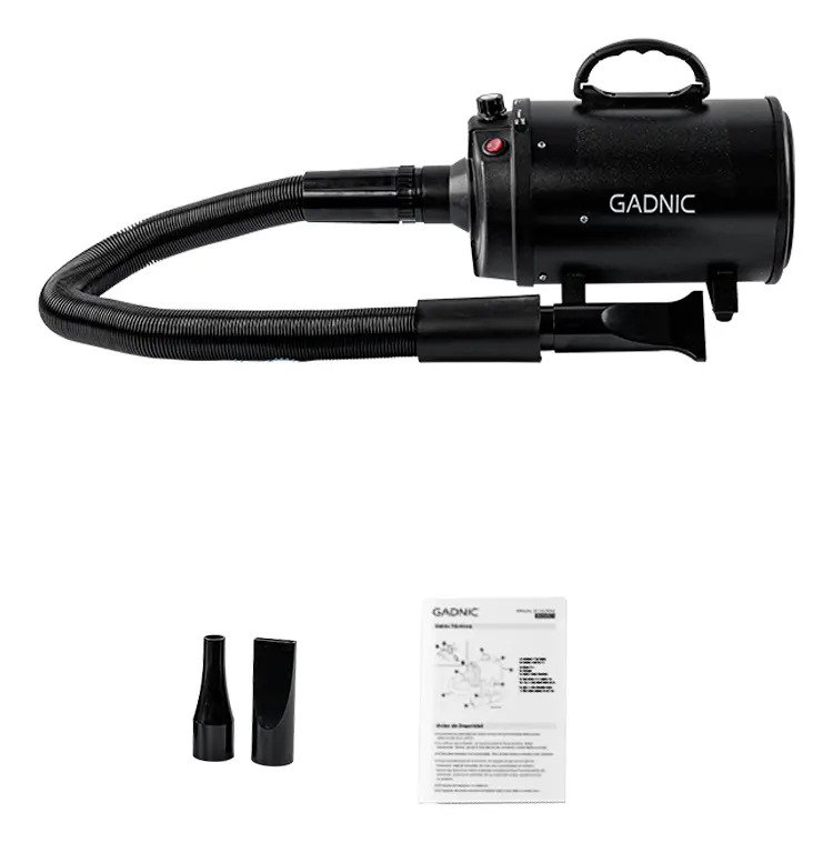 Turbina Secadora De Pelo Para Perros Gadnic Pd2000 2 Velocidades Boquillas Silencioso Manguera Flexible Negro - Imagen 7