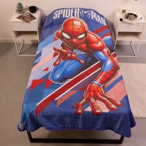 Frazada Piñata Flannel Con Corderito 1 1/2 Plaza Spiderman Azul
