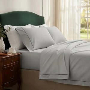 Juego De Sábanas Queen Size 600h Vivo De Satén Y Tacto Suave Plain Gris Liso Sí