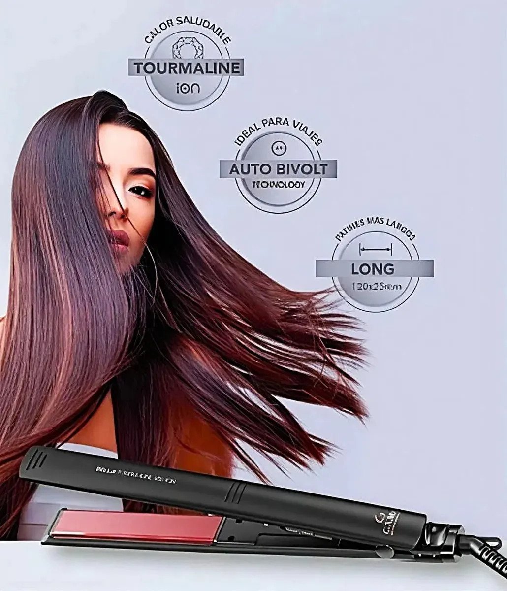 Planchita De Pelo Gama Elegance Bella Led Tourmaline Ion Color Negro - Imagen 5