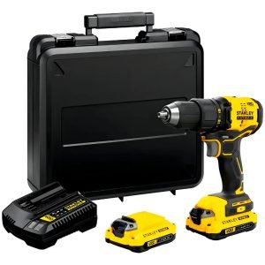 Taladro Atornillador Inalámbrico De 13mm Stanley Scd700c2k + 2 Baterías De 1.5ah + Accesorio Con Maletín De Transporte Amarillo