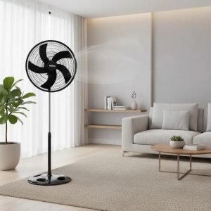 Ventilador De Pie Liliana Vp20p Negro De 20 Con 5 Aspas Y 3 Velocidades 50.8 Cm Plástico