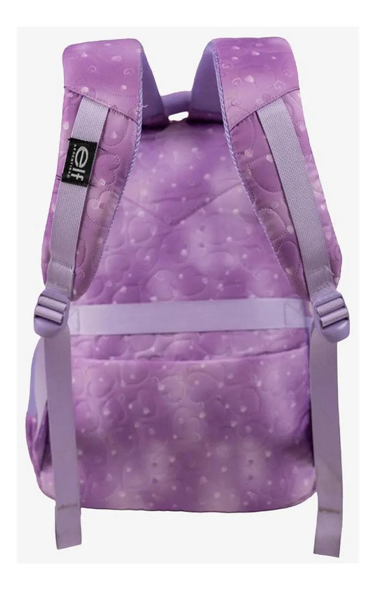 Mochila De Espalda Elf 26lts Reforzada Portanotebook Lila Labrado - Imagen 3