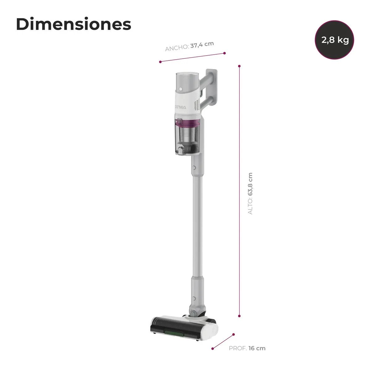 Aspiradora Inalámbrica Atma 2 En 1 400w 3 Modos De Limpieza Panel Digital Sin Carbones Gris - Imagen 4