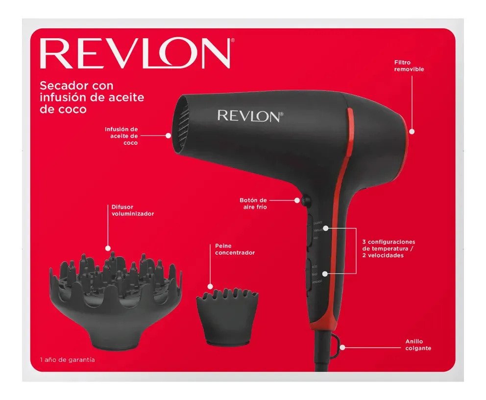 Secador De Pelo Revlon Smoothstay Infusión De Coco Anti Frizz (rvdr5317la2av1) Negro - Imagen 10